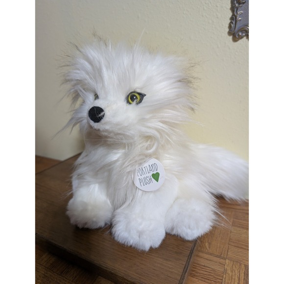 Portland Plush Arctic Fox named Aurora White Fluffy Plush w/Tag 10" Realistic - Picture 2 of 8